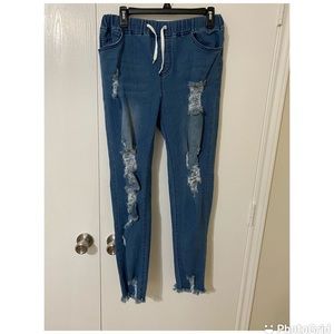 Like New FN Drawstring distressed Jeans